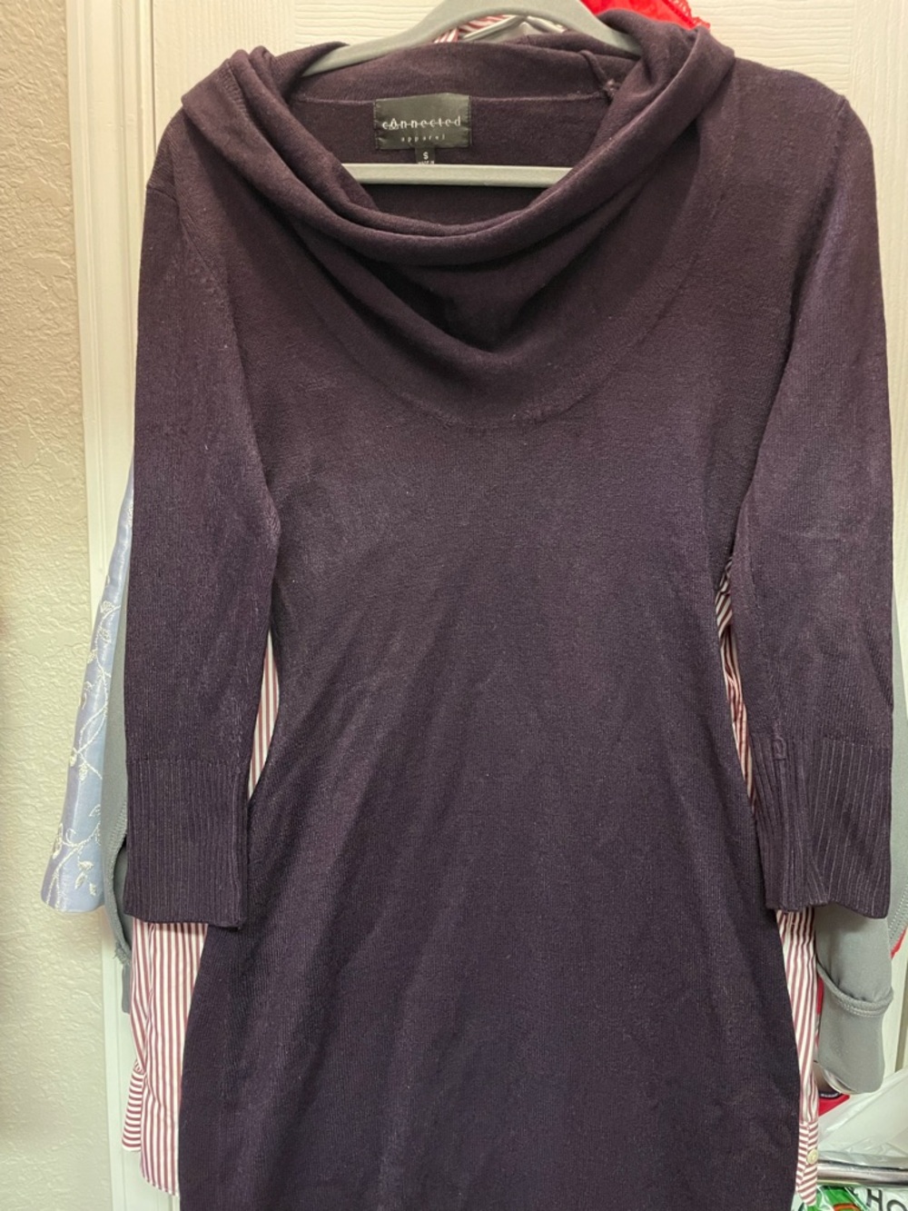connected apparel Plum Cowl Neck Sweater Dress